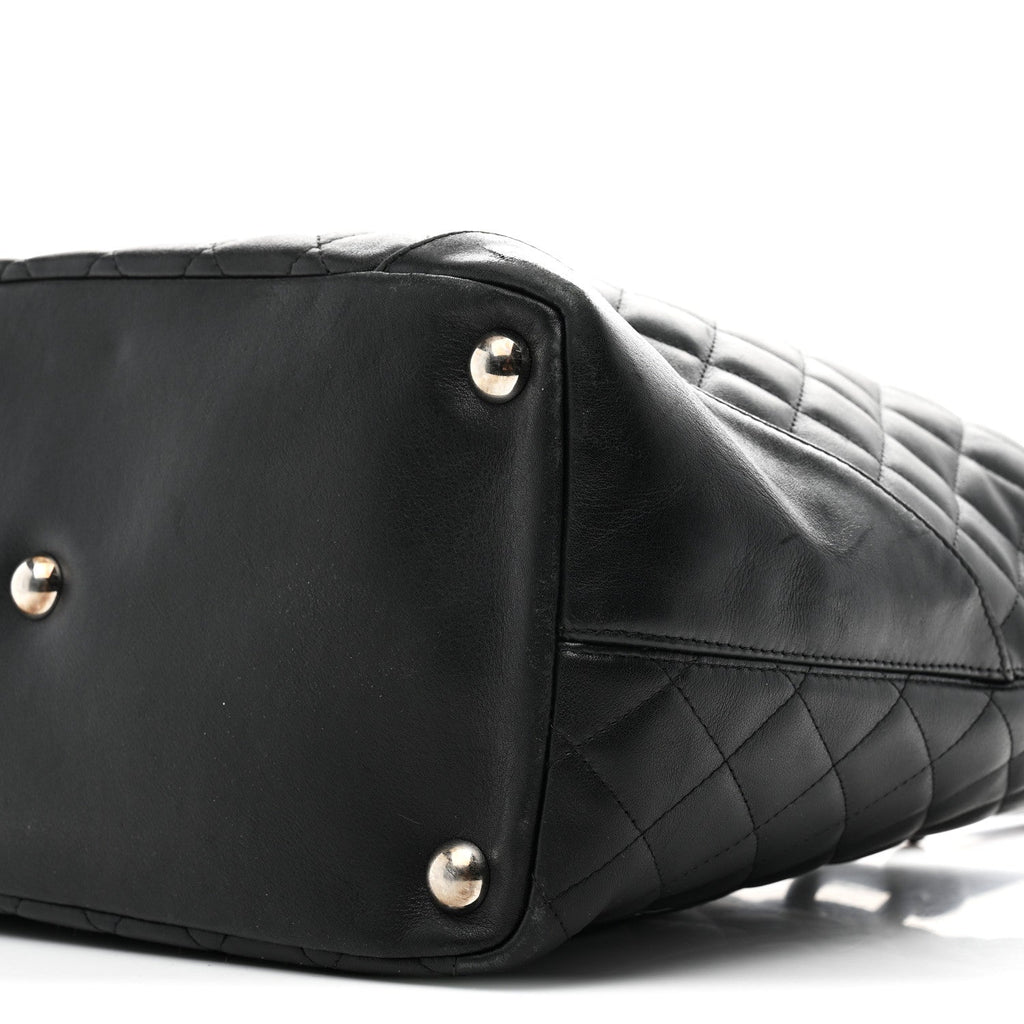 Calfskin Quilted Large Cambon Tote Black