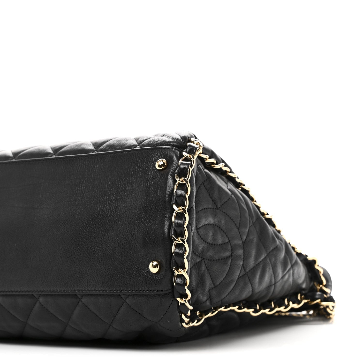 Calfskin Quilted Large Chain Me Hobo Black