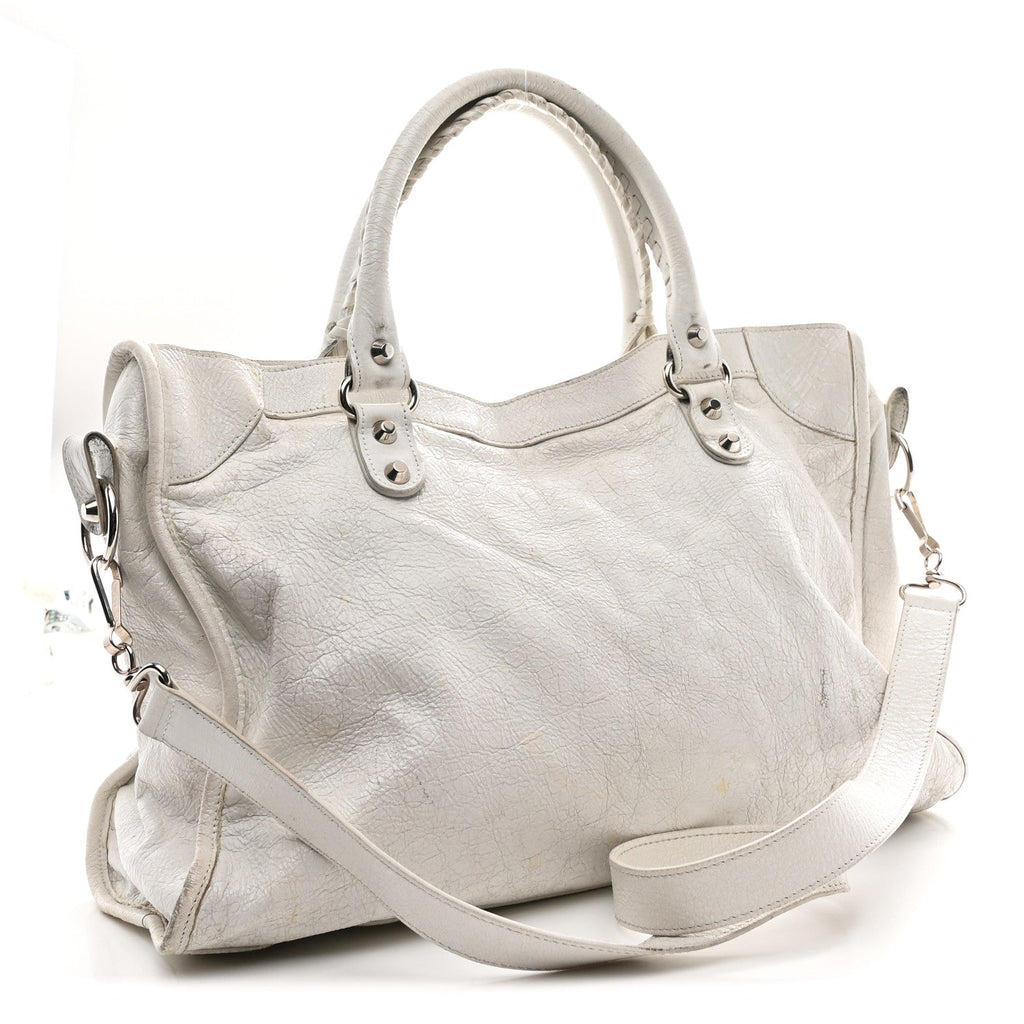 Agneau Arena Silver Hardware Medium Le City Optic White