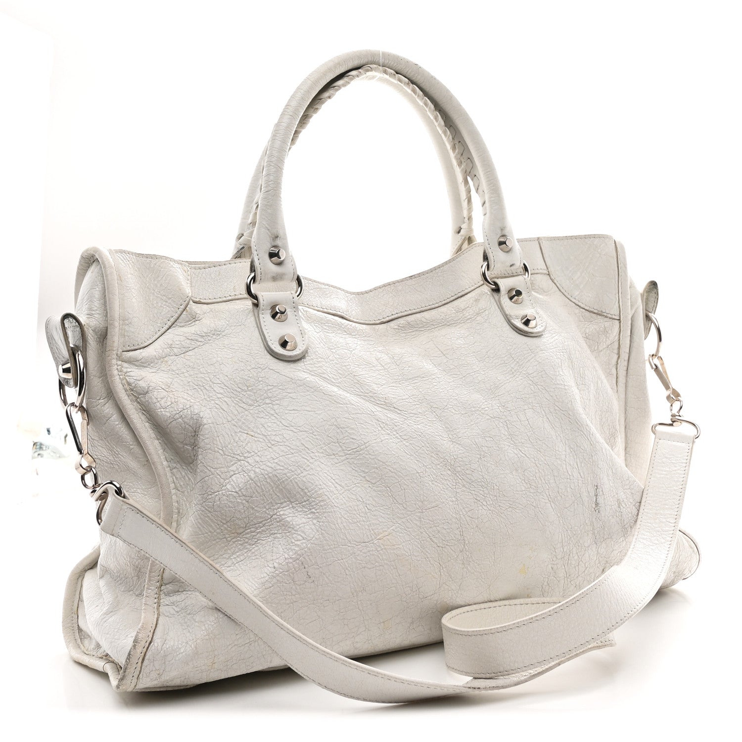 Agneau Arena Silver Hardware Medium Le City Optic White