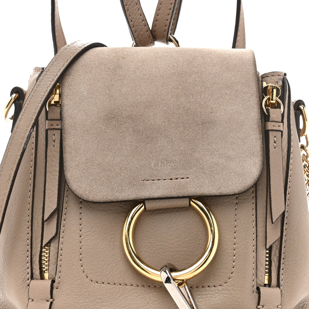 Suede Calfskin Mini Faye Backpack Motty Grey