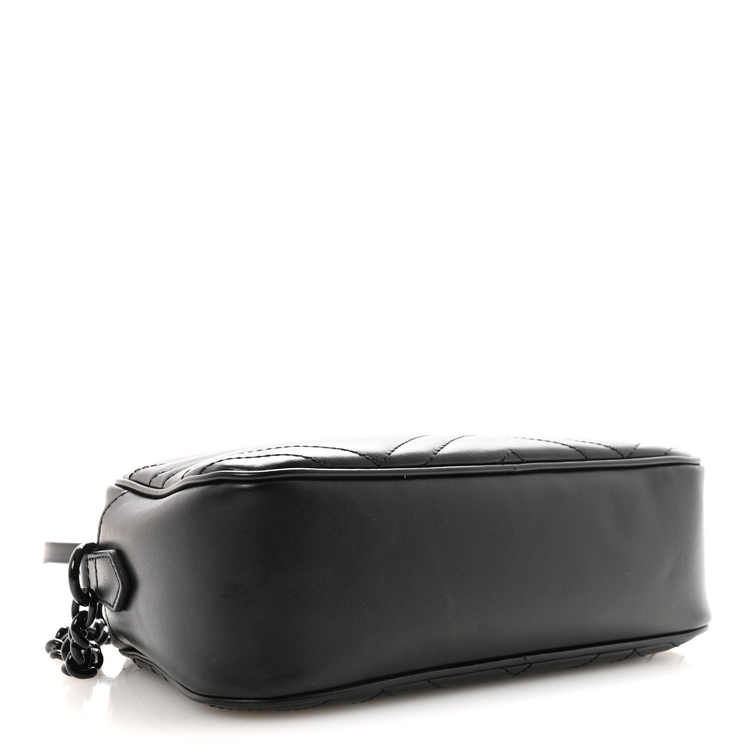 Calfskin Matelasse Monochrome Small GG Marmont Chain Shoulder Bag Black