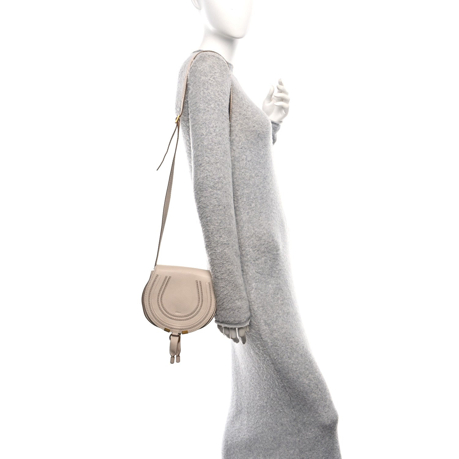 Calfskin Mini Marcie Round Crossbody Bag Root Beige