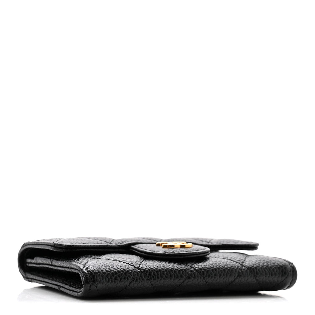 Caviar Quilted Flap  Holder Black