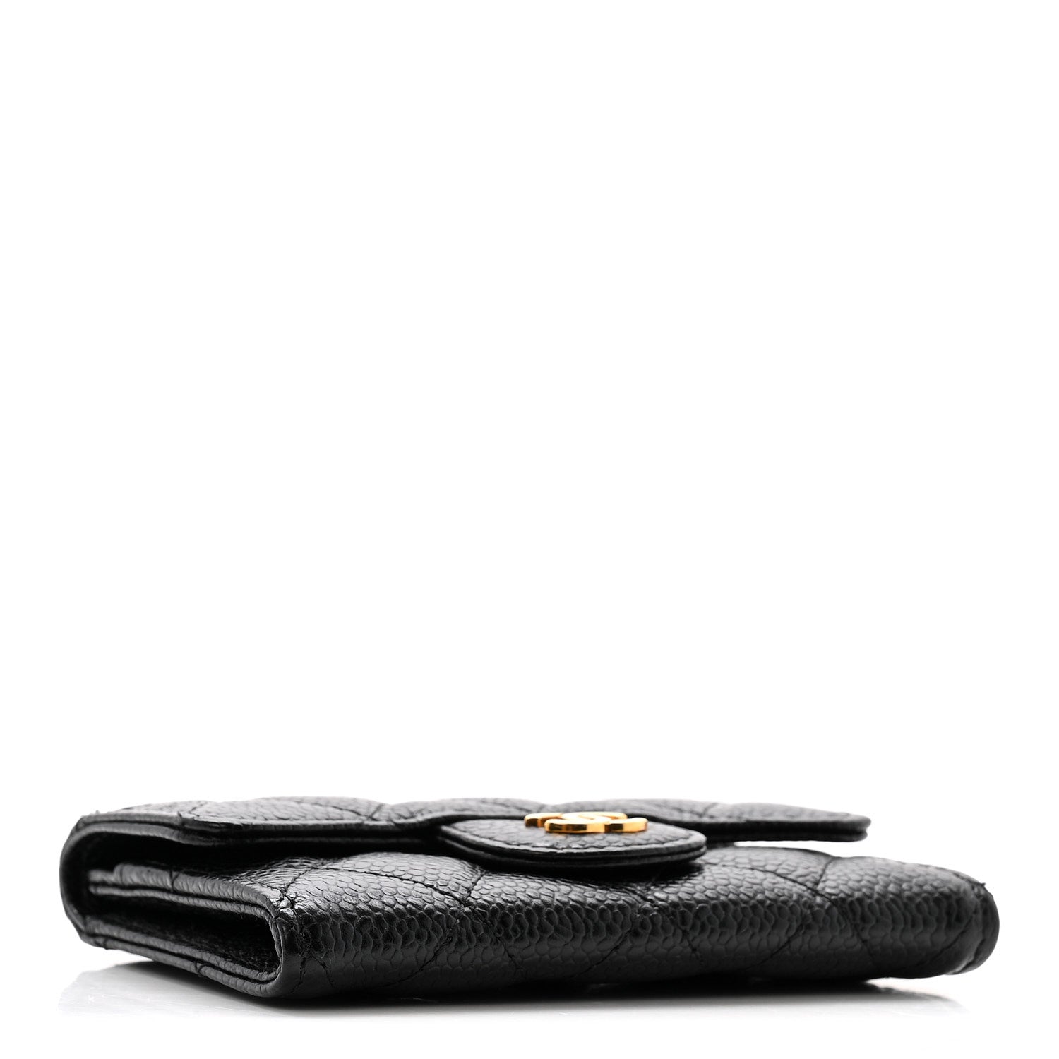 Caviar Quilted Flap  Holder Black