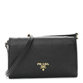 Saffiano Metal Flap Wallet With Strap Black