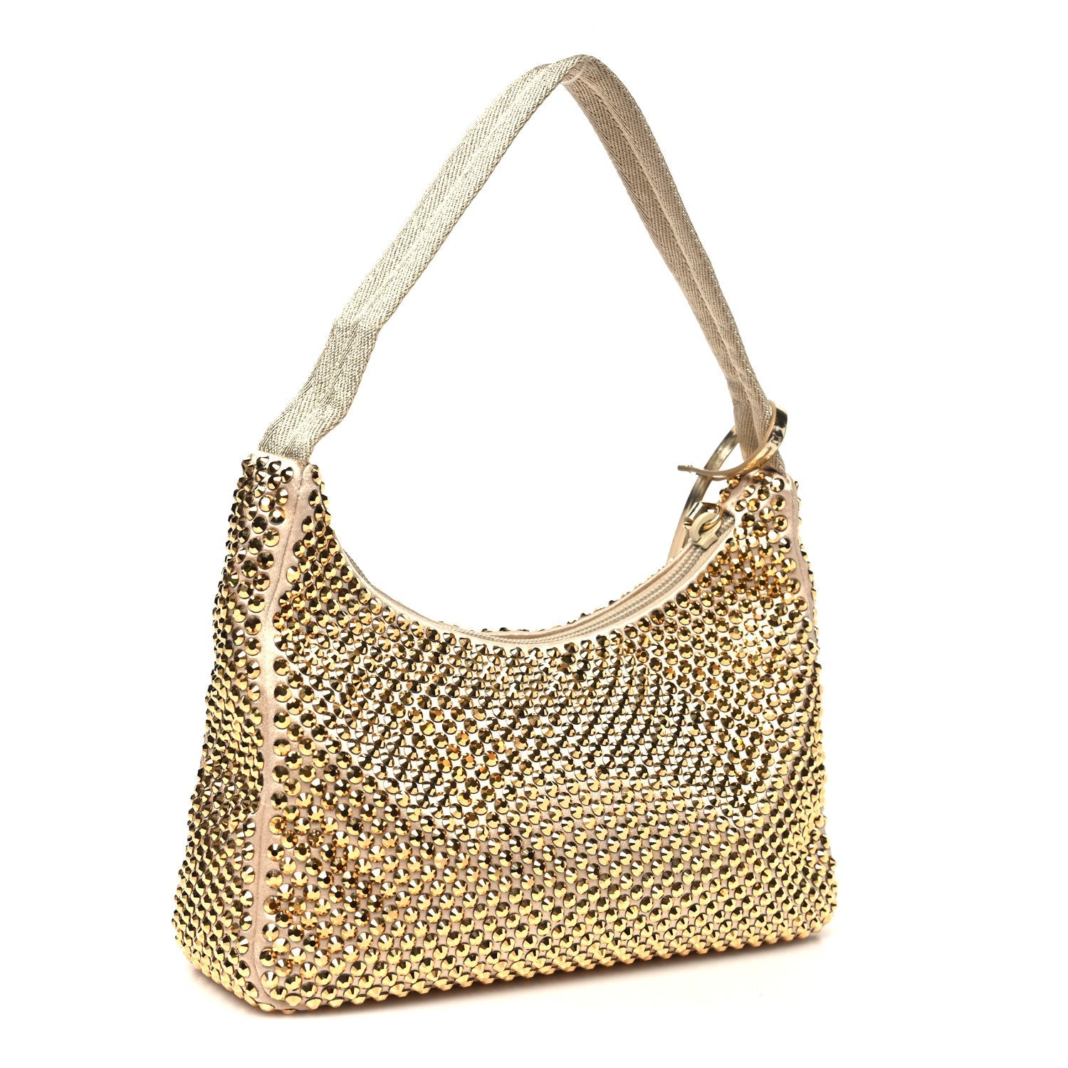Satin Crystal Mini Re-Edition 2000 Bag Platino