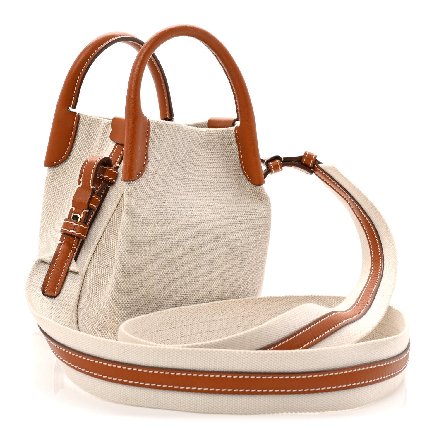 Cotton Linen Calfskin Micro Bale Bag Natural Warm Tan