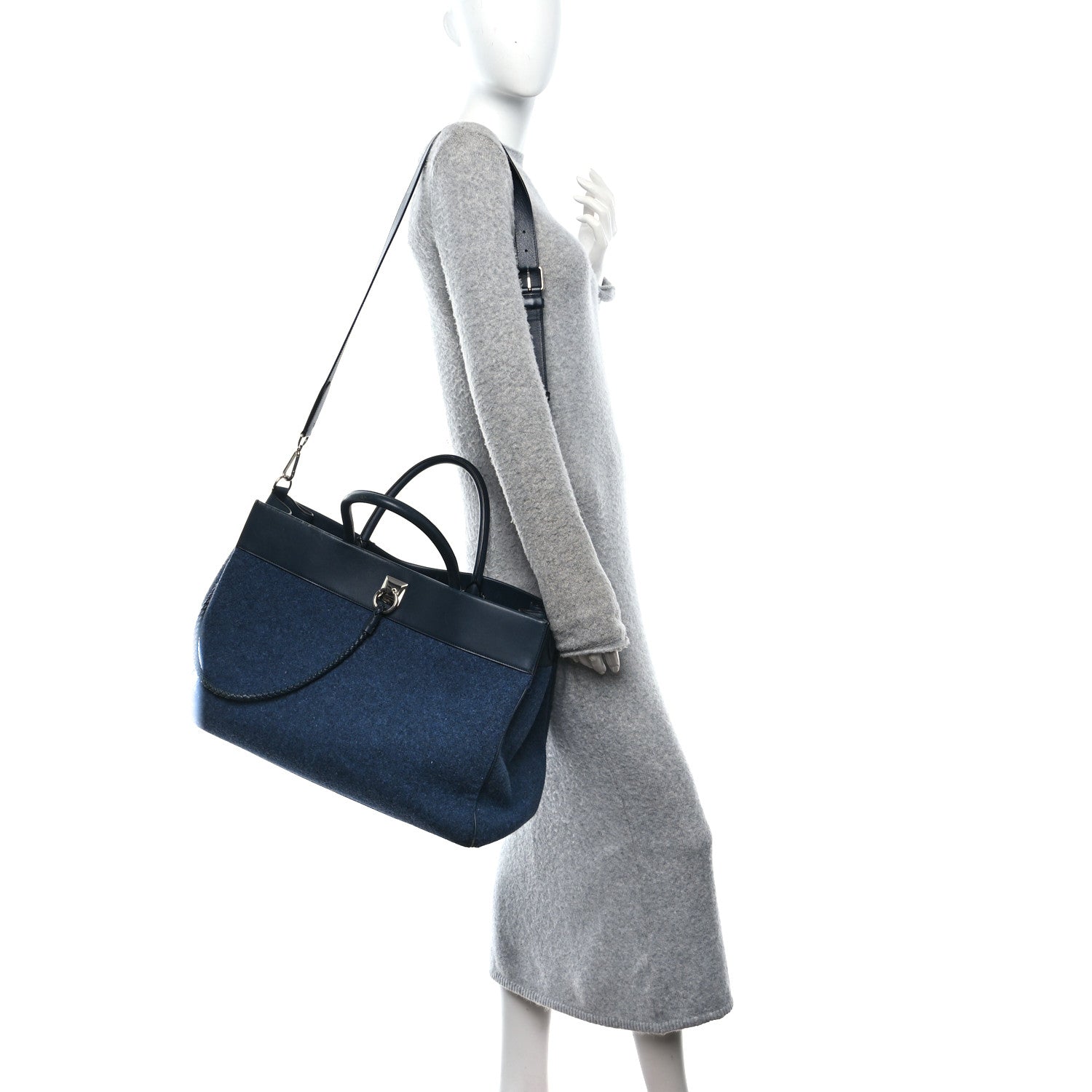 Felt Calfskin Oversized Iris Weekend Bag Midnight