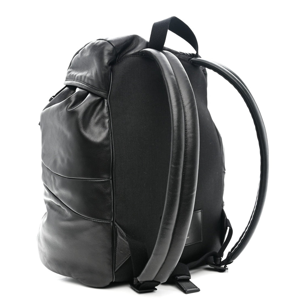 Lambskin Logo Debossed Backpack Black