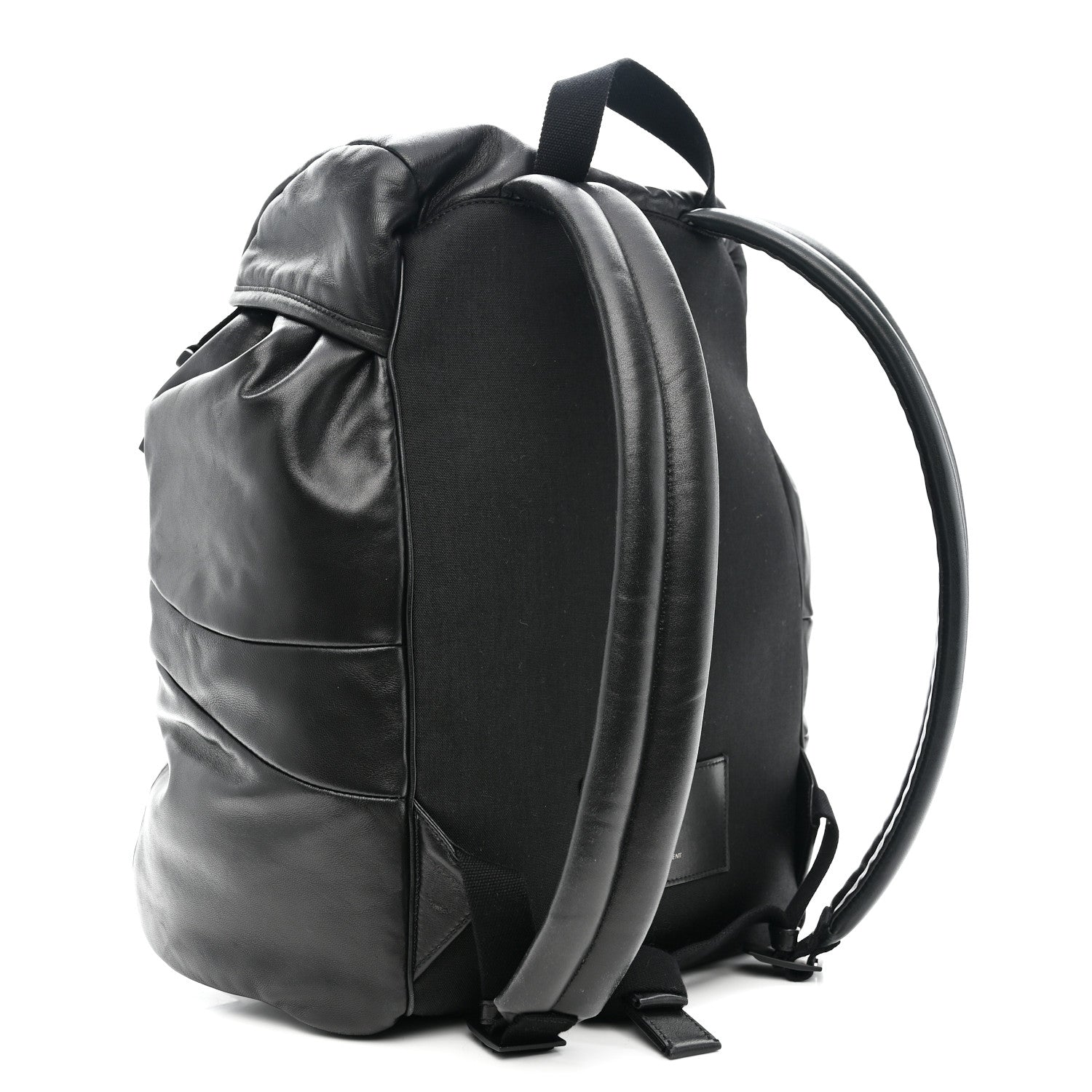 Lambskin Logo Debossed Backpack Black