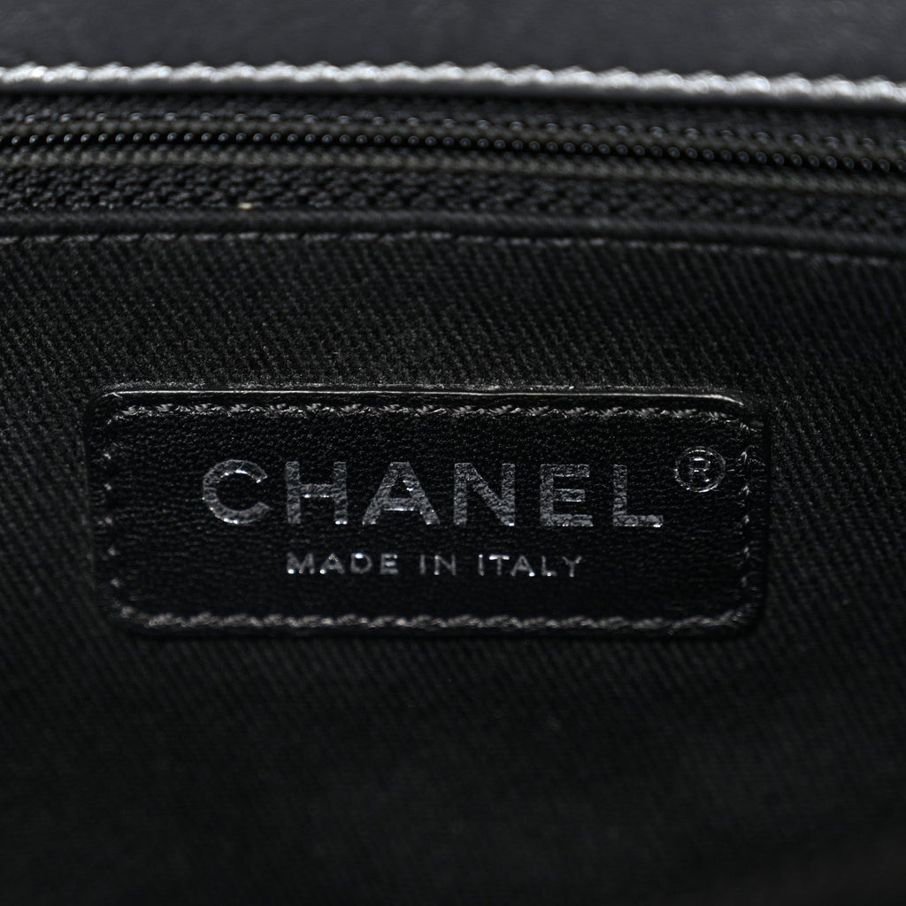 Metallic Aged Calfskin Quilted Small Coco Handle Flap Charcoal