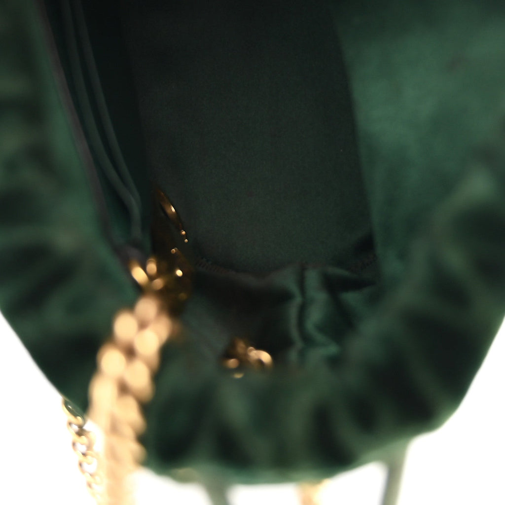 Velvet Matelasse Mini GG Marmont 2.0 Bucket Bag Dark Green