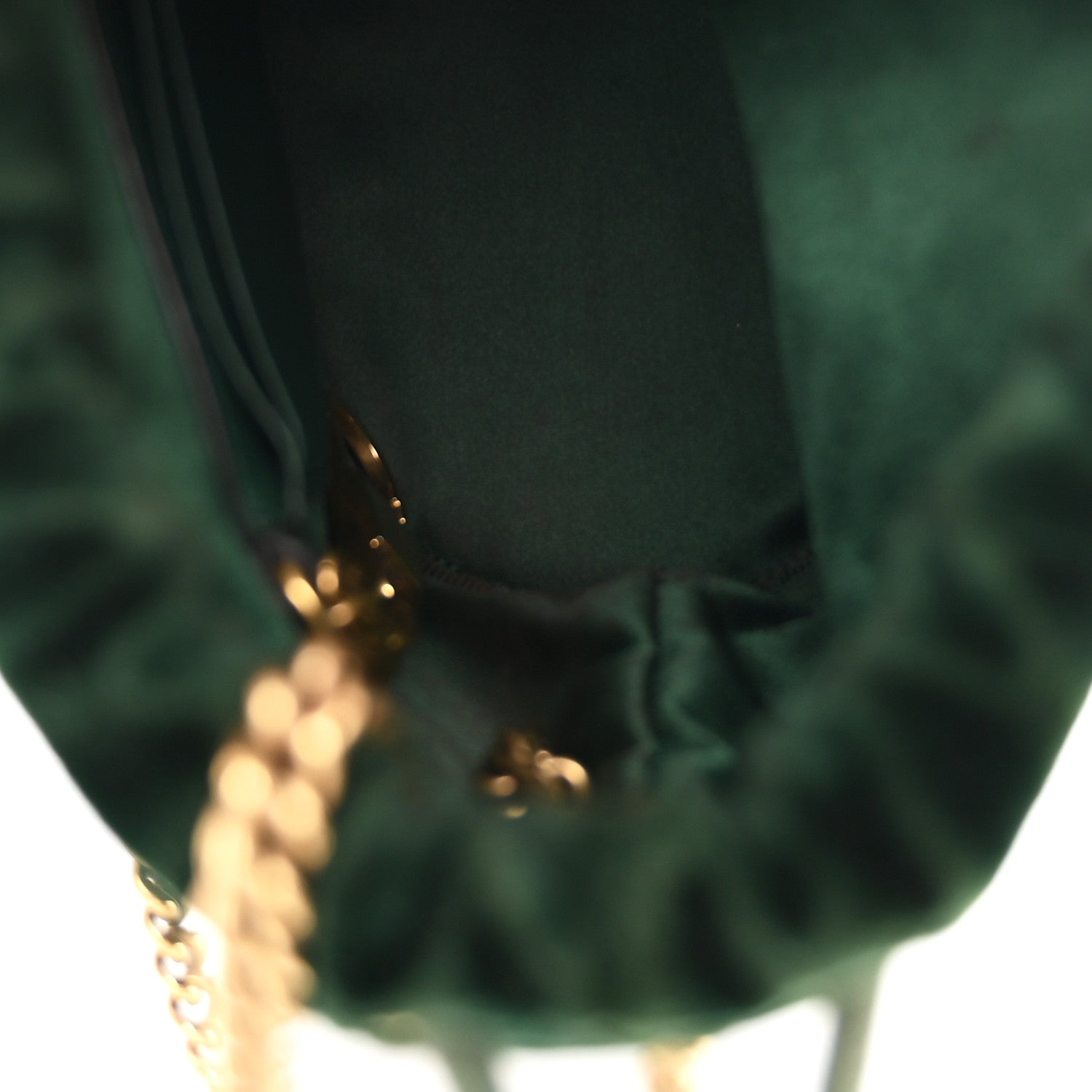 Velvet Matelasse Mini GG Marmont 2.0 Bucket Bag Dark Green