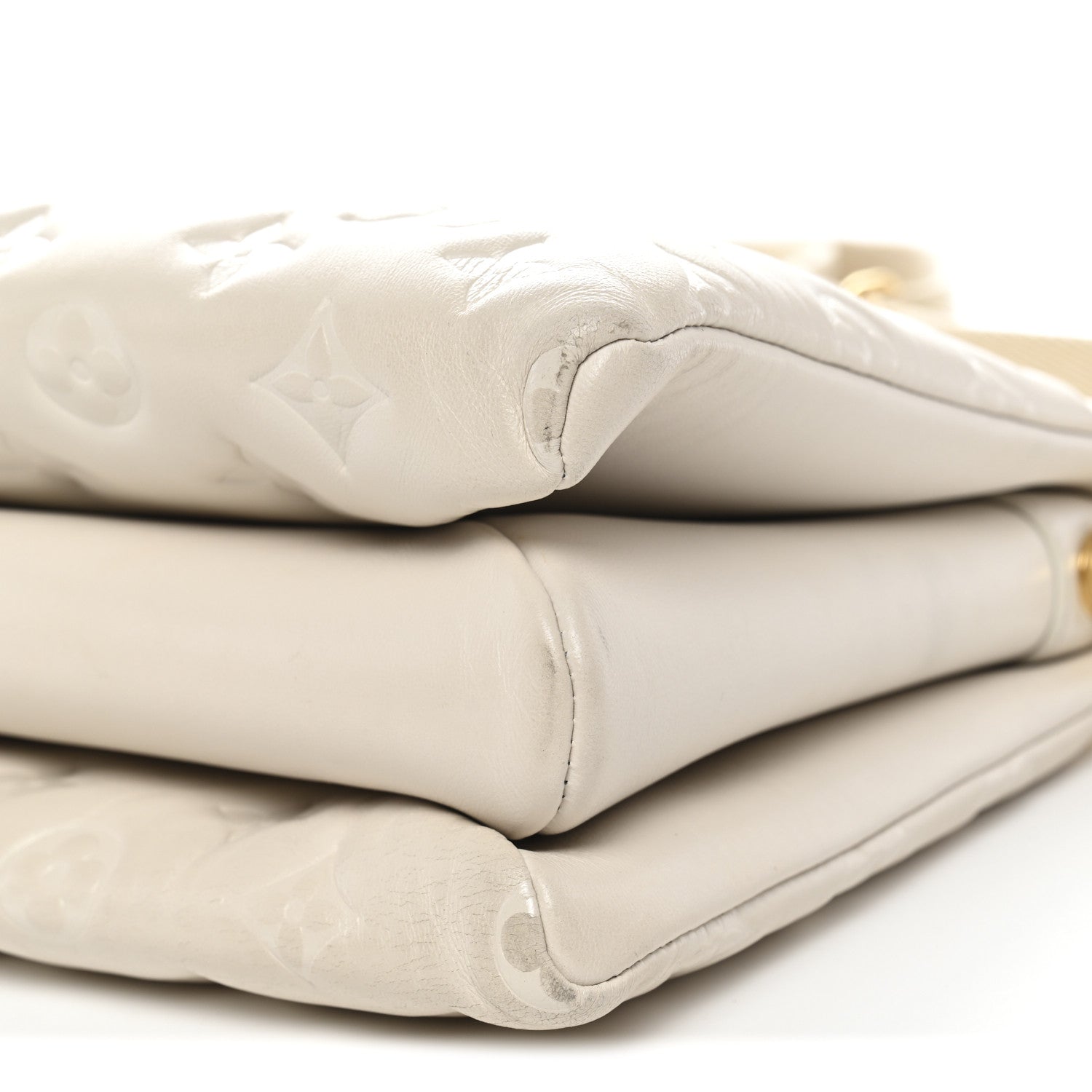 Lambskin Embossed Monogram Coussin PM Beige Cream