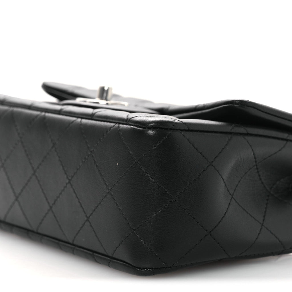 Lambskin Quilted Mini Rectangular Flap Black