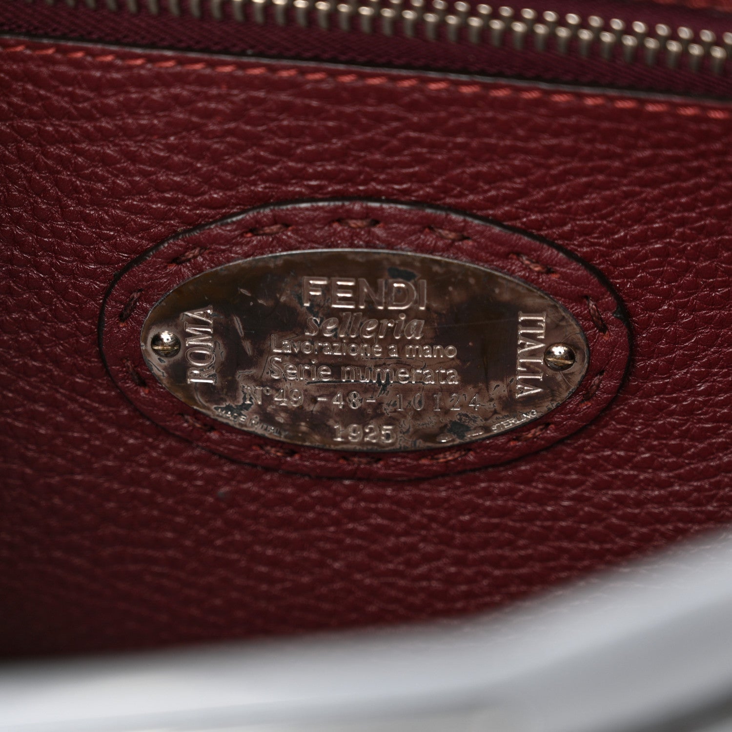Cuoio Romano Selleria Bi-Color Medium Peekaboo Iconic Satchel Nube Bordeaux