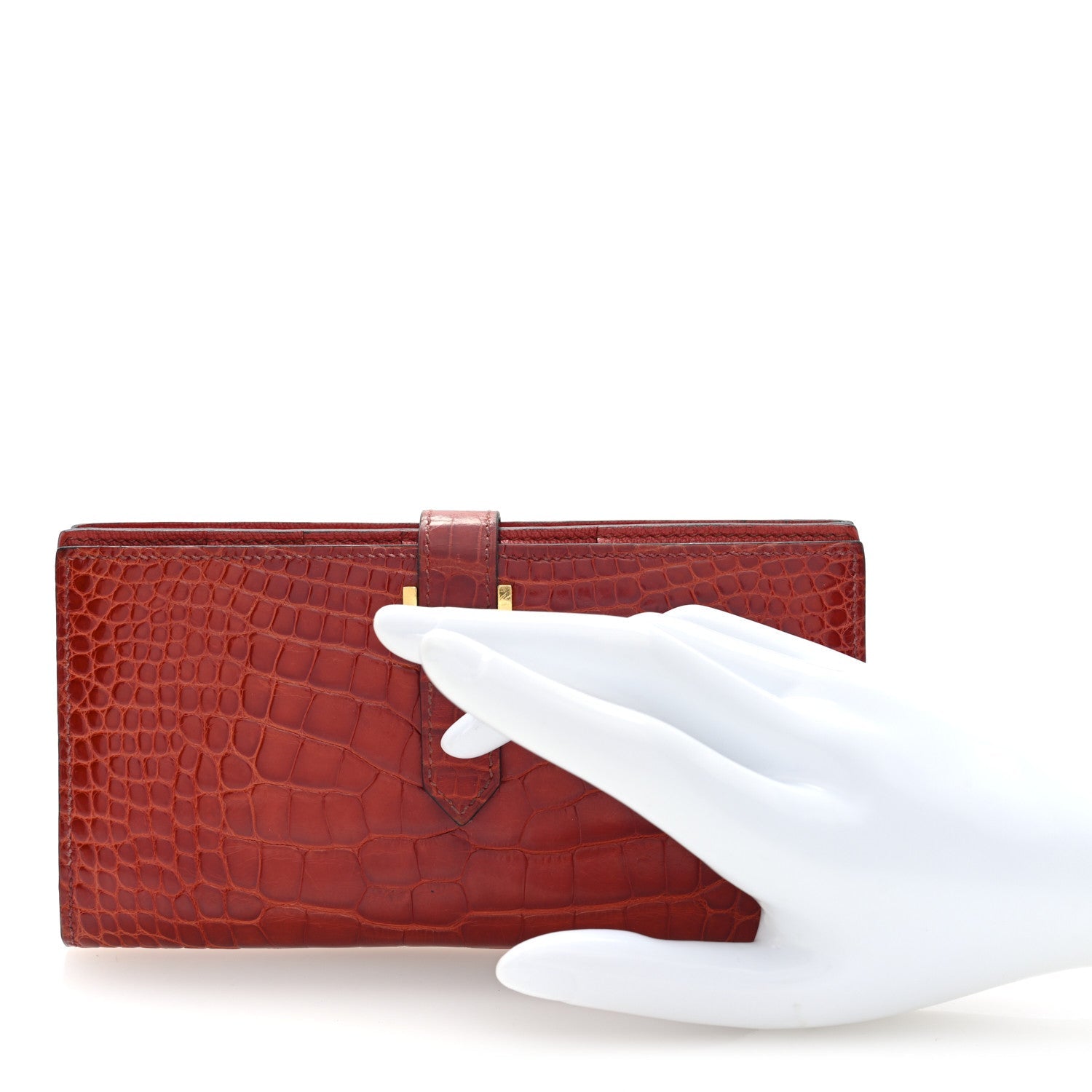 Shiny Alligator Bearn Gusset Wallet Geranium