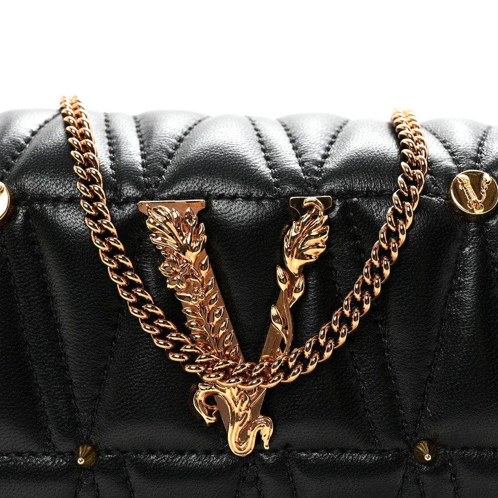 Nappa Quilted Studded Virtus Evening Bag Black