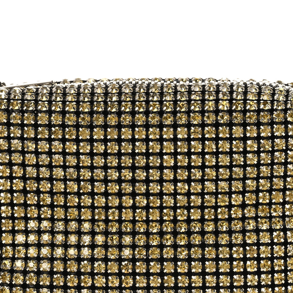 Mesh Crystal Rhinestone Medium Heiress Pouch Porcelain