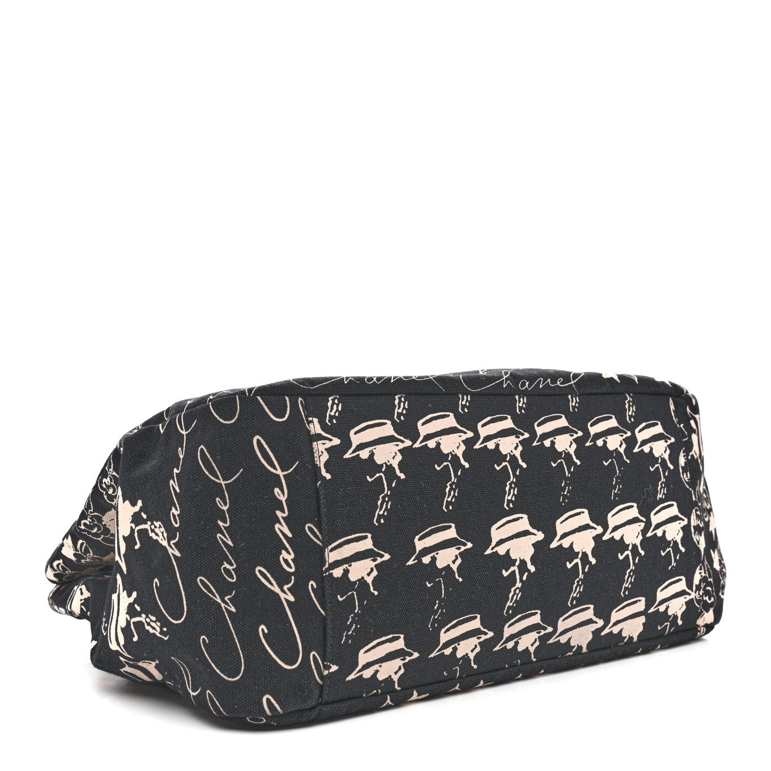 Canvas Camellia Flower Tote Black