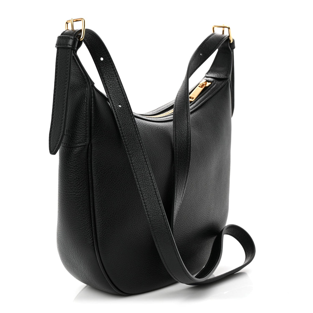 Supple Calfskin Cuir Triomphe Small Heloise Shoulder Bag Black