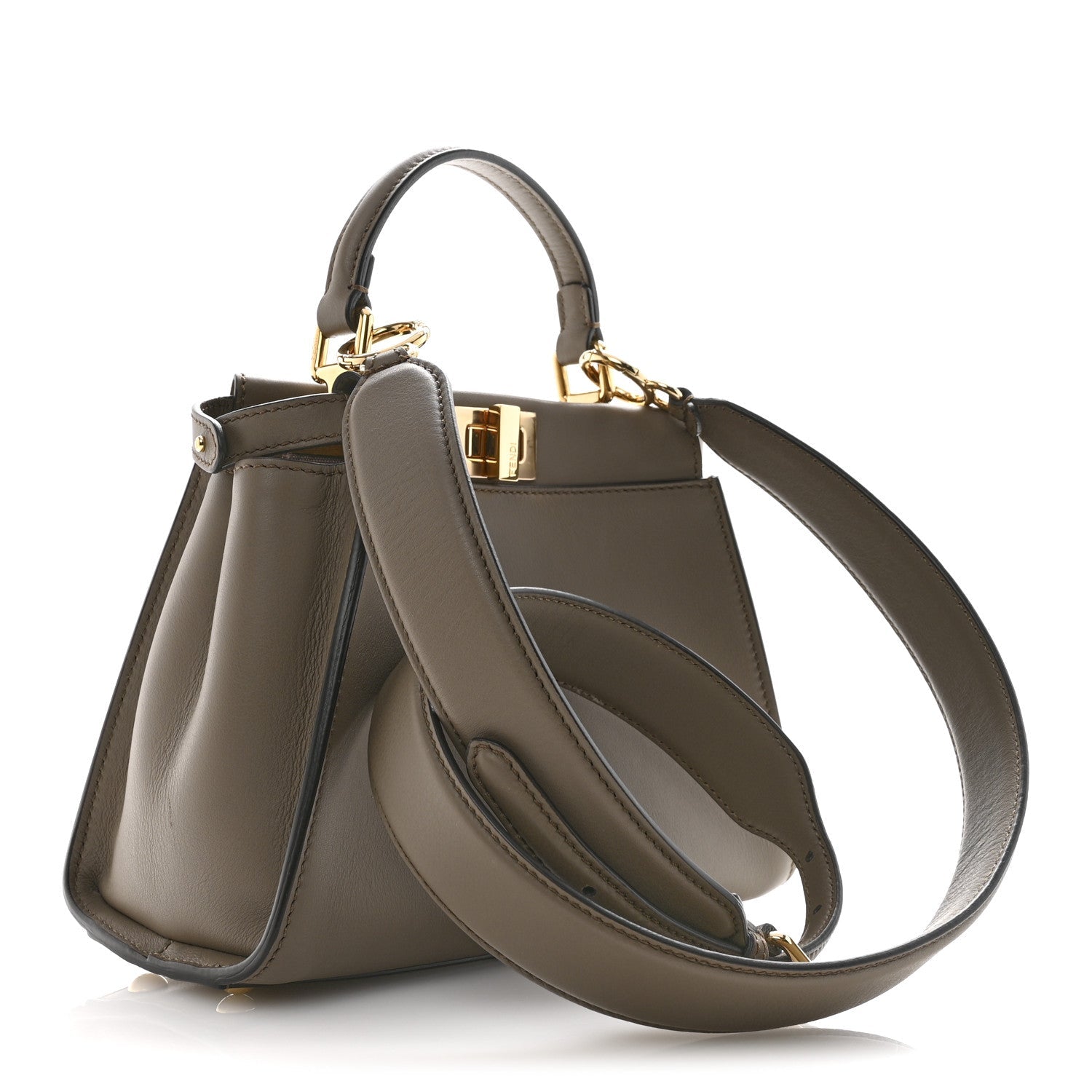 Vitello Seta Canvas FF Embroidered Mini Peekaboo Iconic Satchel Tartufo