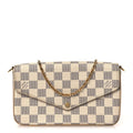 Damier Azur Pochette Felicie Chain Wallet Rose Ballerine