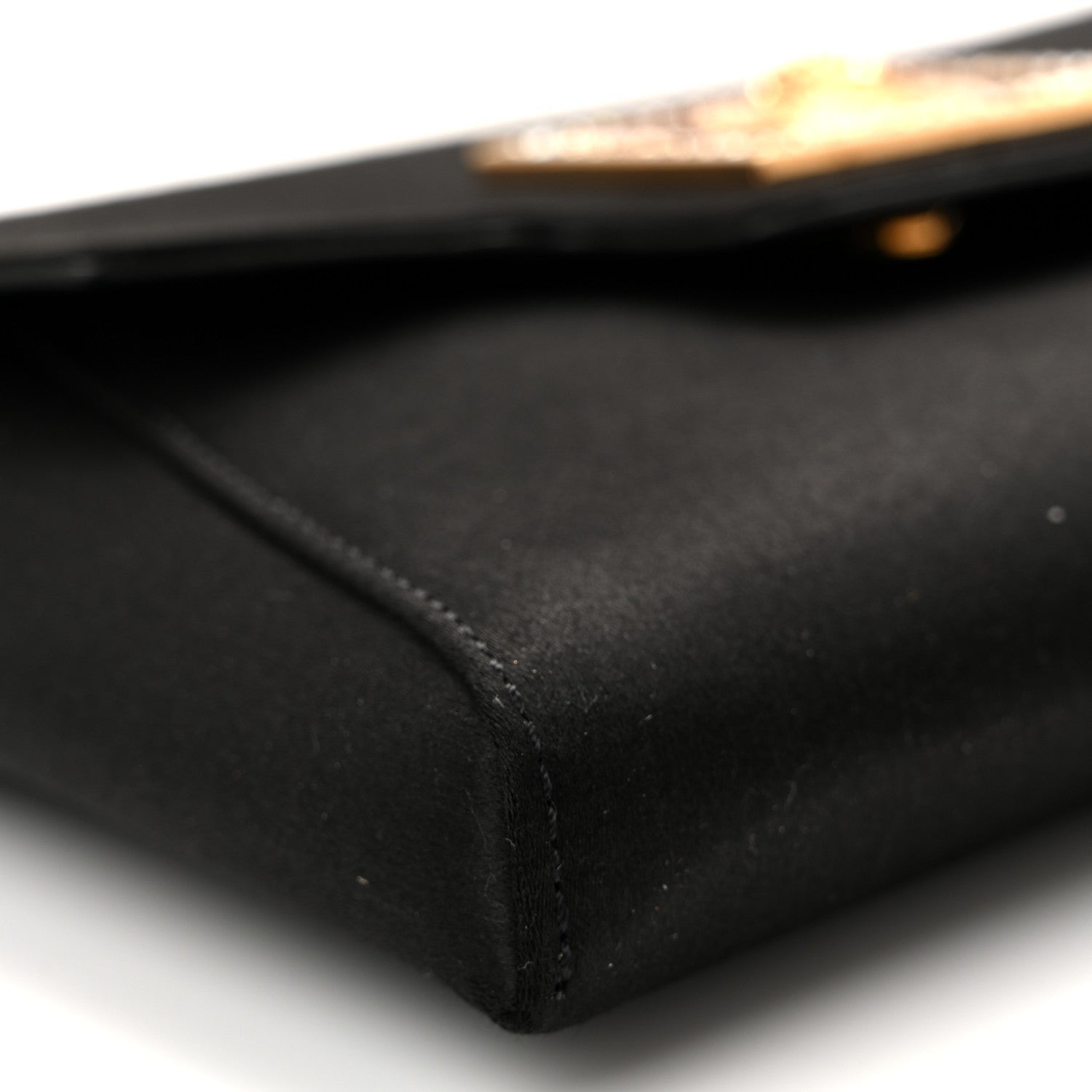 Satin Crystal La Medusa Pouch On Chain Black