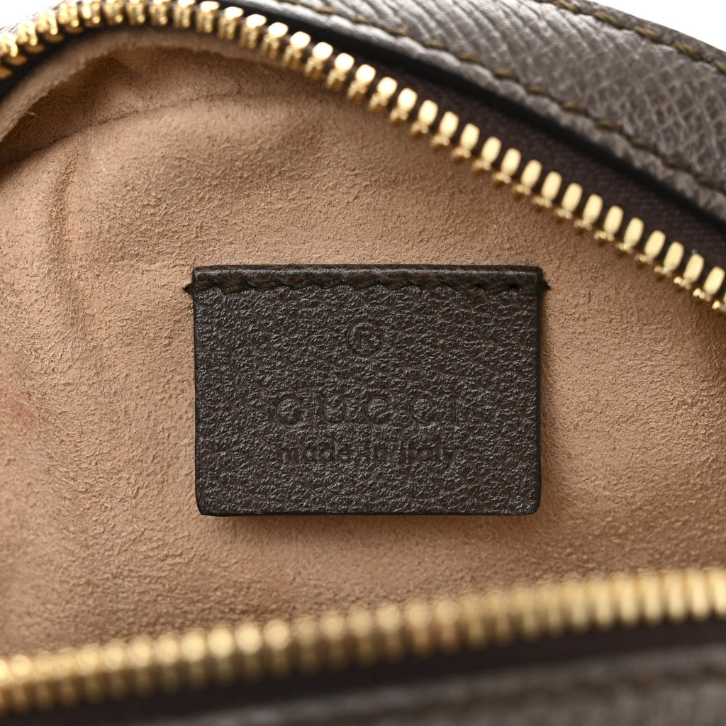 GG Supreme Monogram Web Mini Ophidia Round Shoulder Bag Brown