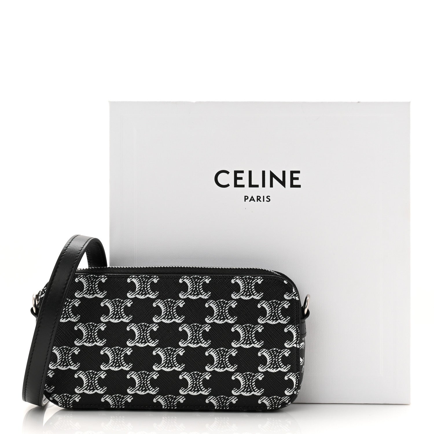 Triomphe Canvas Horizontal Pouch Silver Black