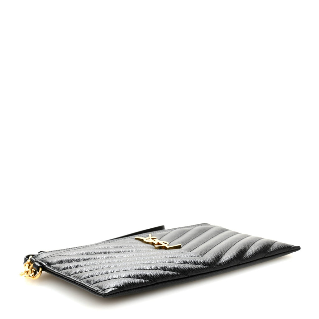 Grain De Poudre Chevron Monogram Large Bill Pouch Black