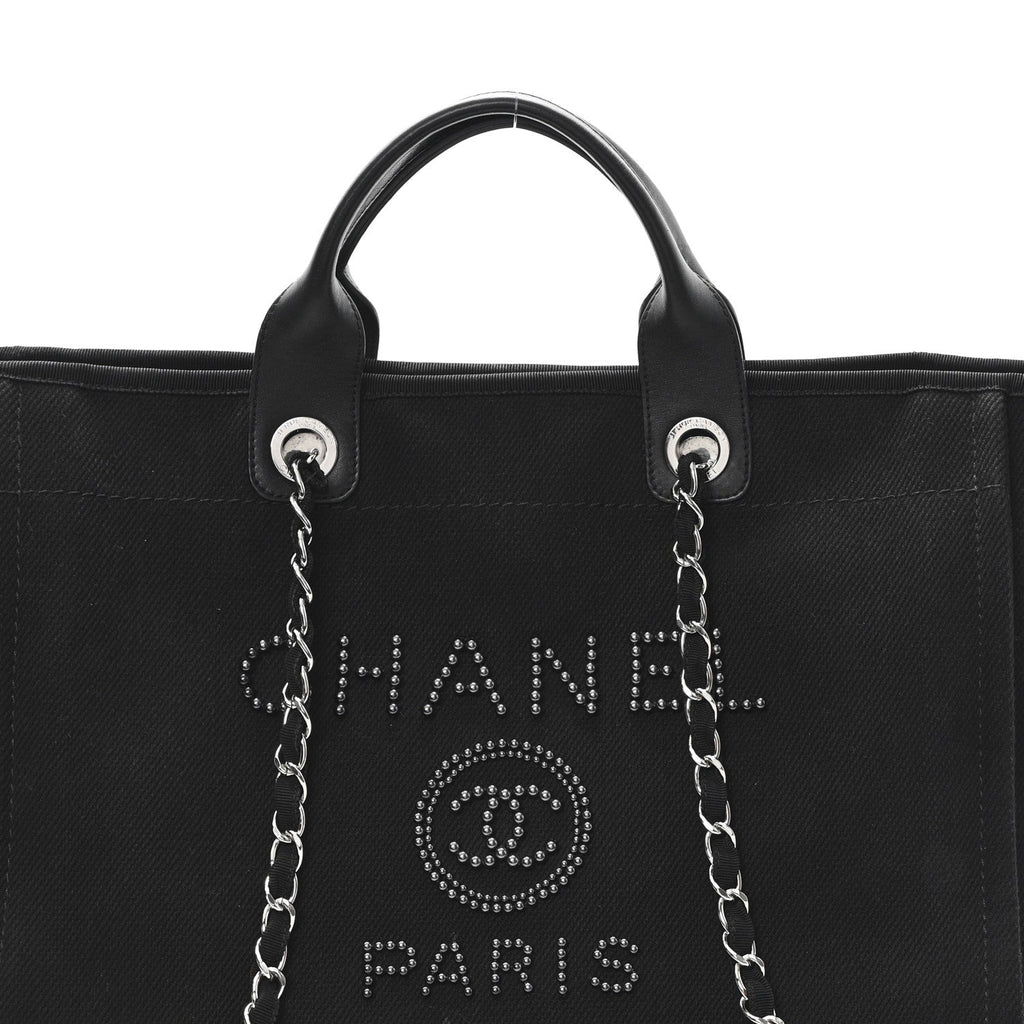 Canvas Pearl Medium Deauville Tote Black