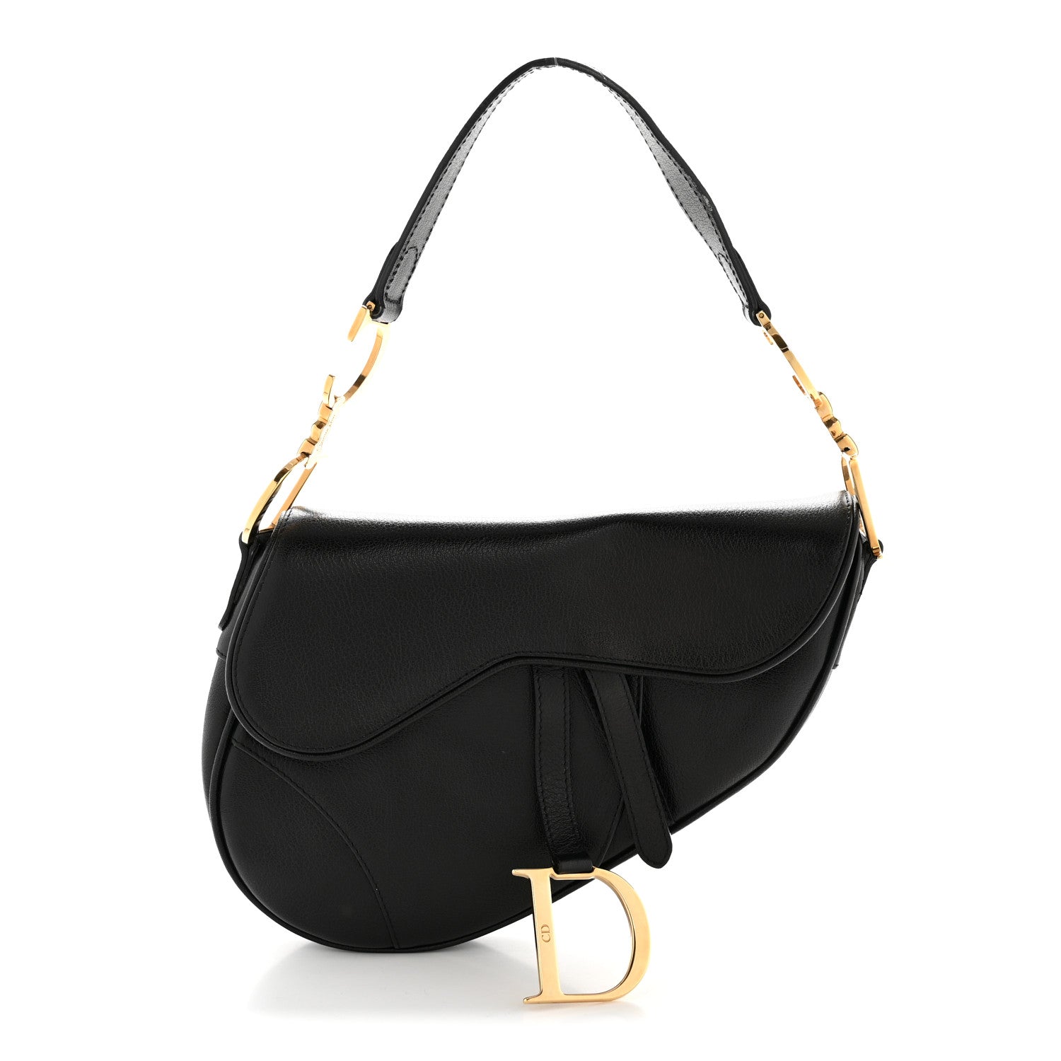 Shiny Goatskin  Saddle Bag Black