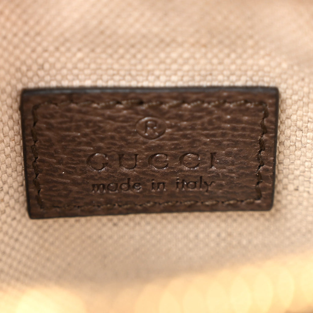 GG Supreme Monogram Textured Dollar Calfskin Web Super Mini Ophidia Top Handle Bowler Bag  Beige Ebony New Acero