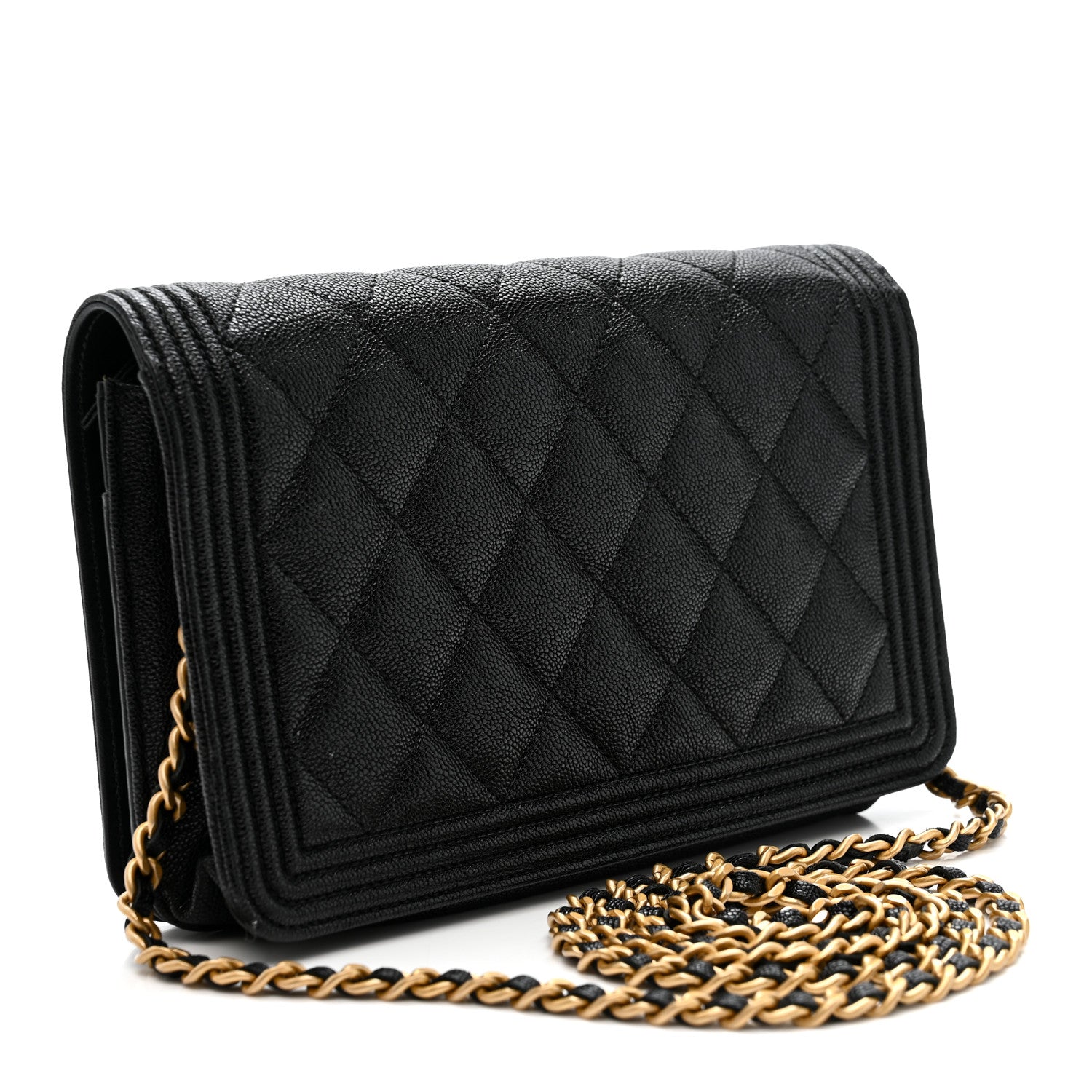 Caviar Quilted Boy Wallet On Chain WOC Black