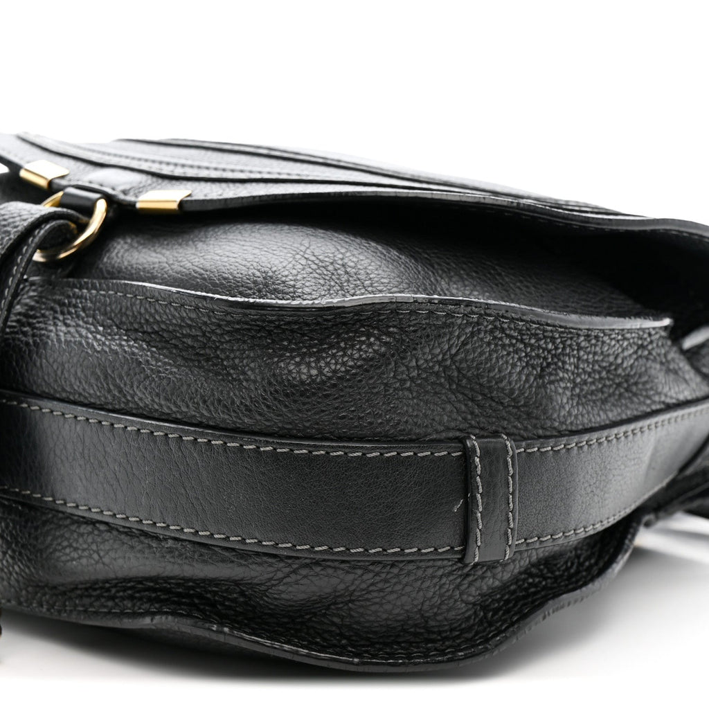 Calfskin Medium Marcie Round Crossbody Bag Black
