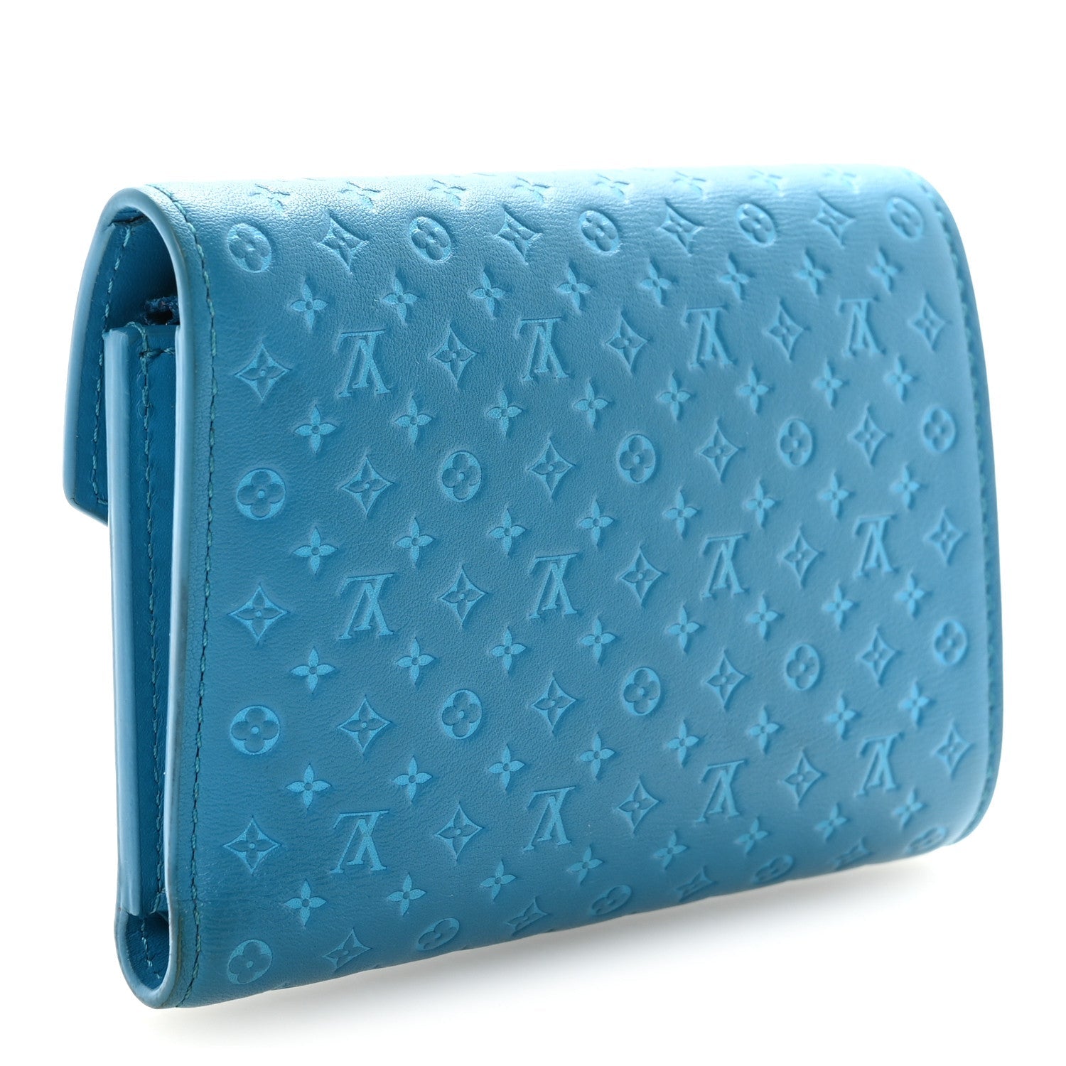 Calfskin Nanogram Embossed Victorine Wallet Bleu