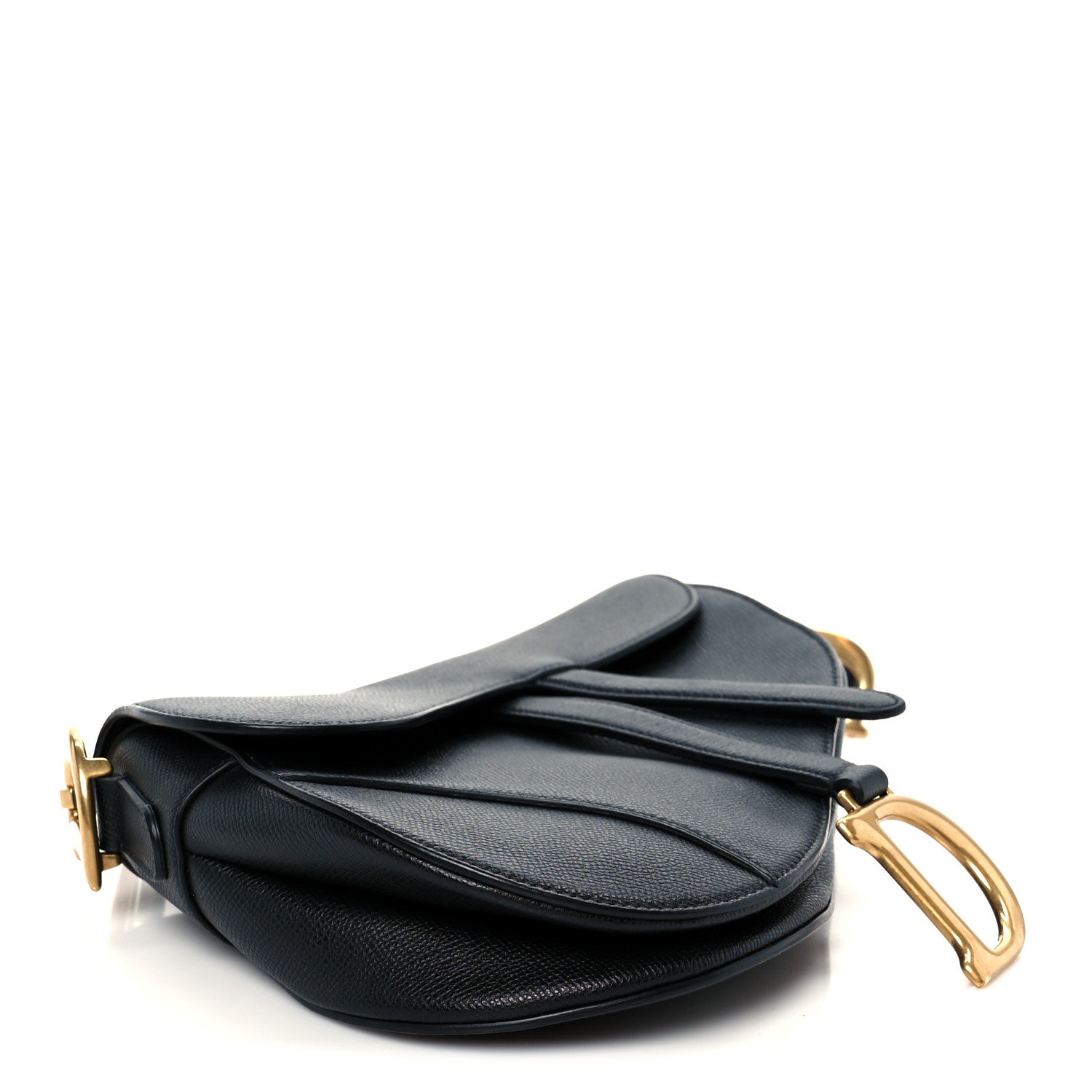 Grained Calfskin Saddle Bag Black