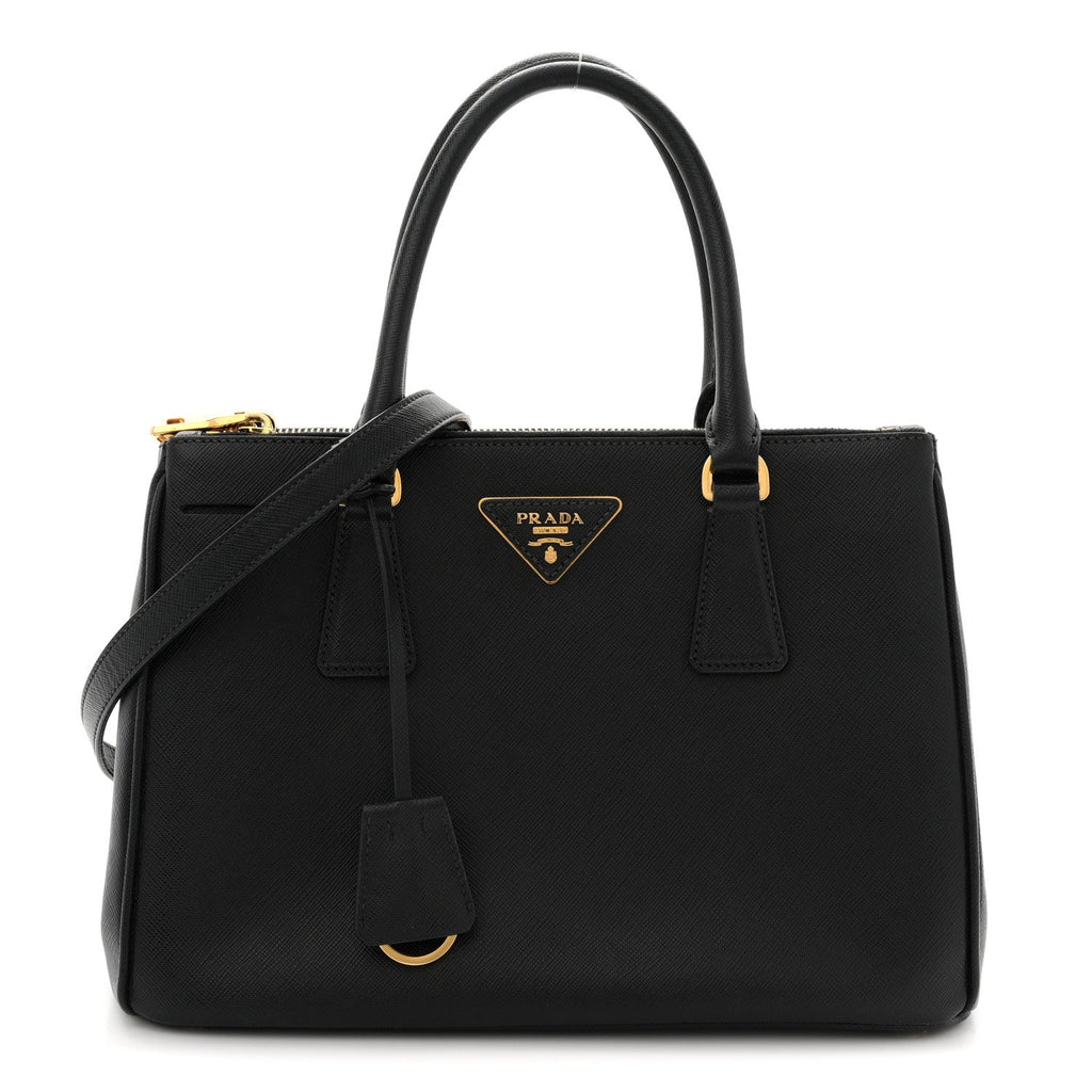 Saffiano Small Galleria Double Zip Tote Black