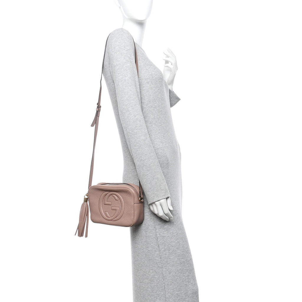 Pebbled Calfskin Small Soho Disco Bag Rose Beige