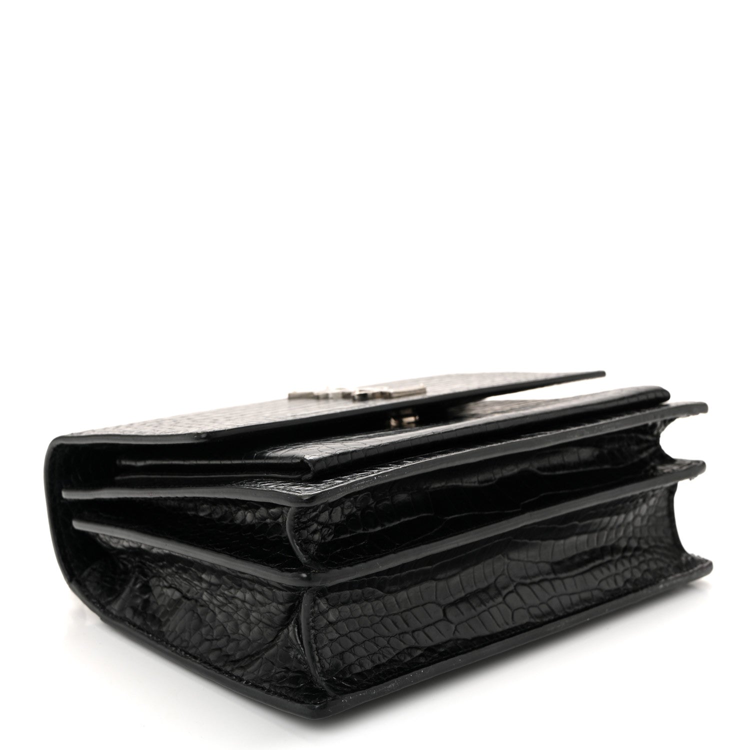 Calfskin Crocodile Embossed Medium Monogram Sunset Black