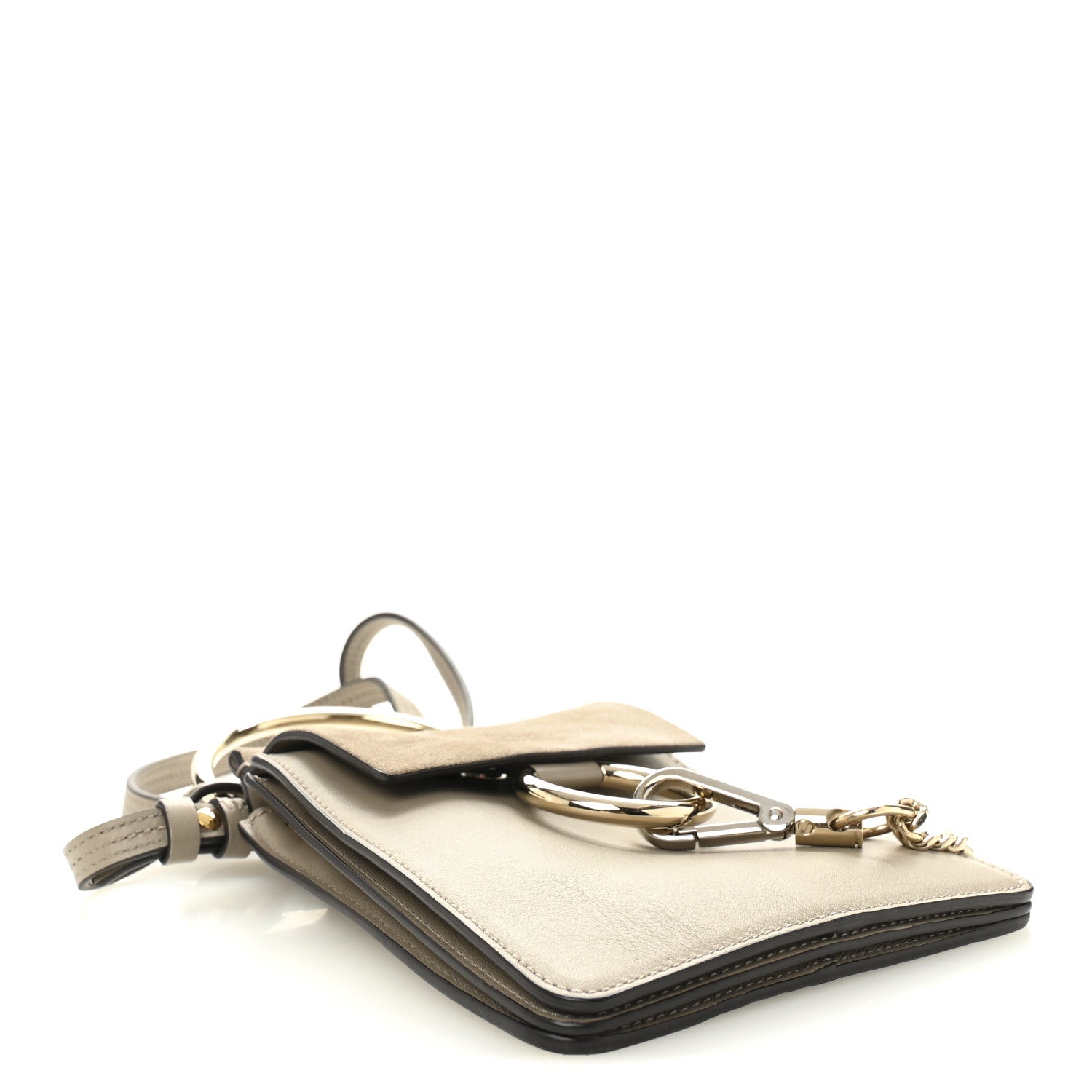 Suede Calfskin Mini Faye Bracelet Bag Motty Grey