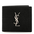 Nubuk Crocodile Embossed Monogram East West Wallet Black