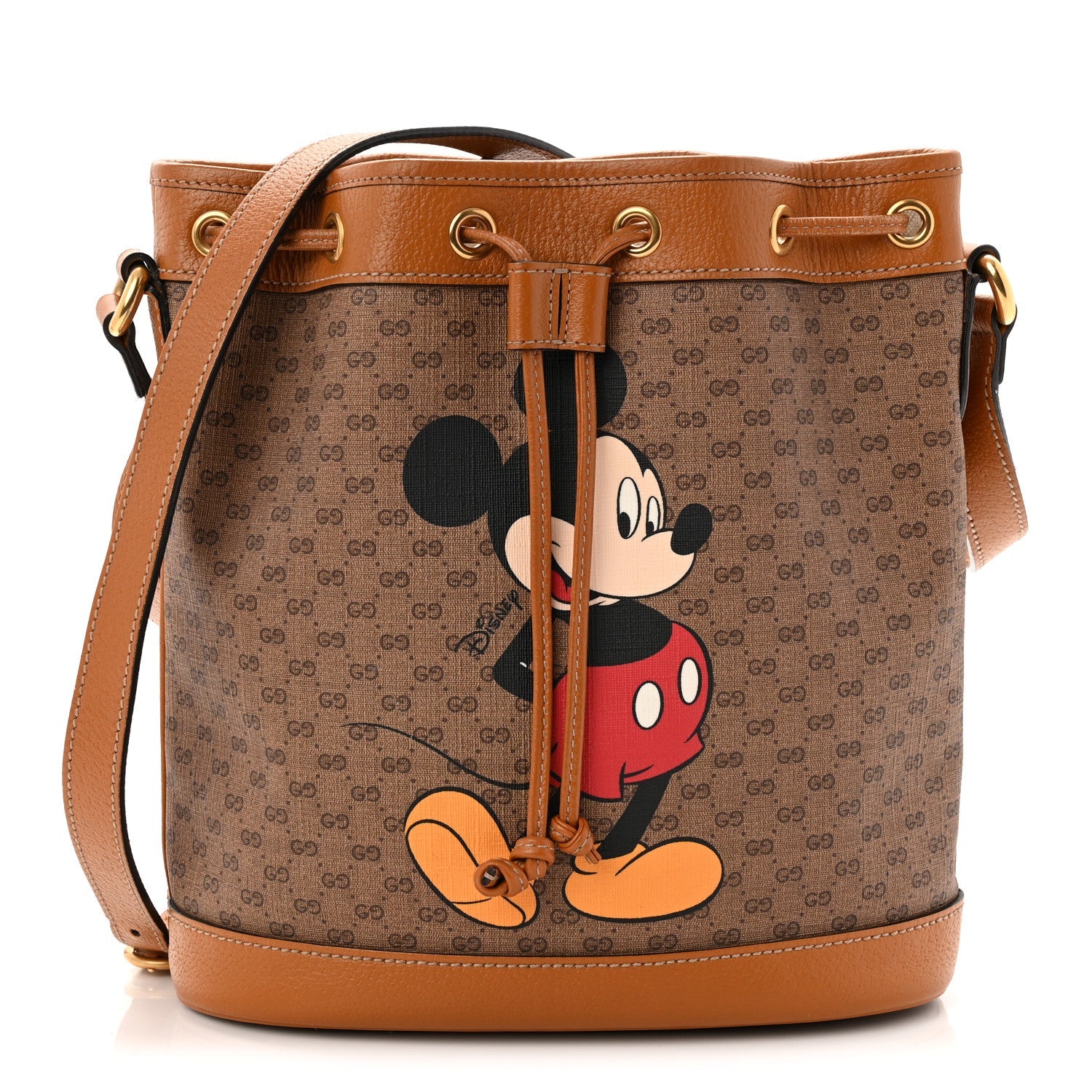 X DISNEY Mini Vintage GG Supreme Monogram Bucket Bag Beige Vintage Sun Oil