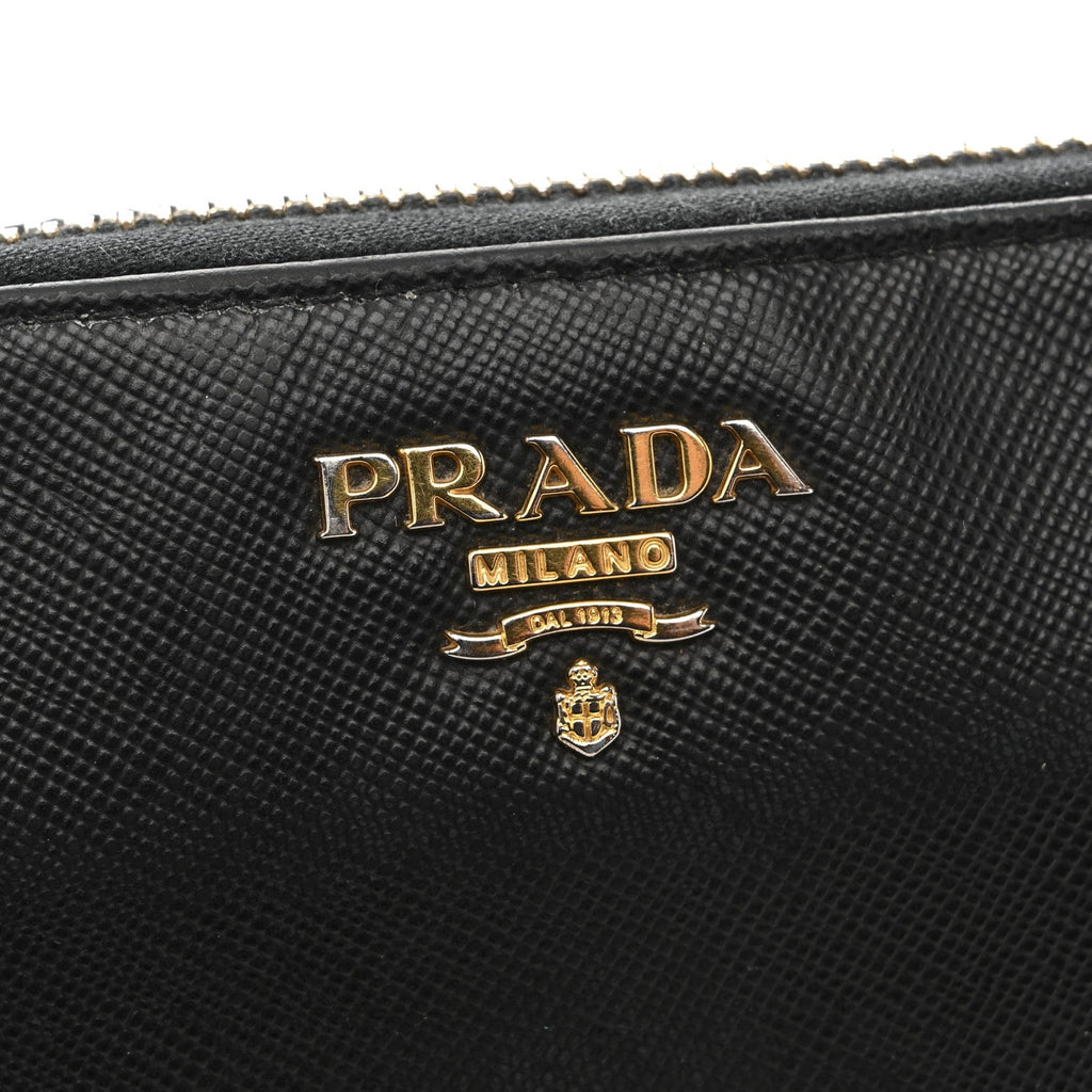 Saffiano Metal Zip Around Wallet Black