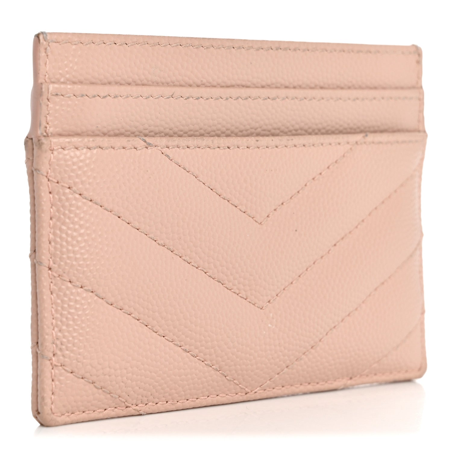 Grain De Poudre Matelasse Chevron Monogram Credit  Case Pale Pink