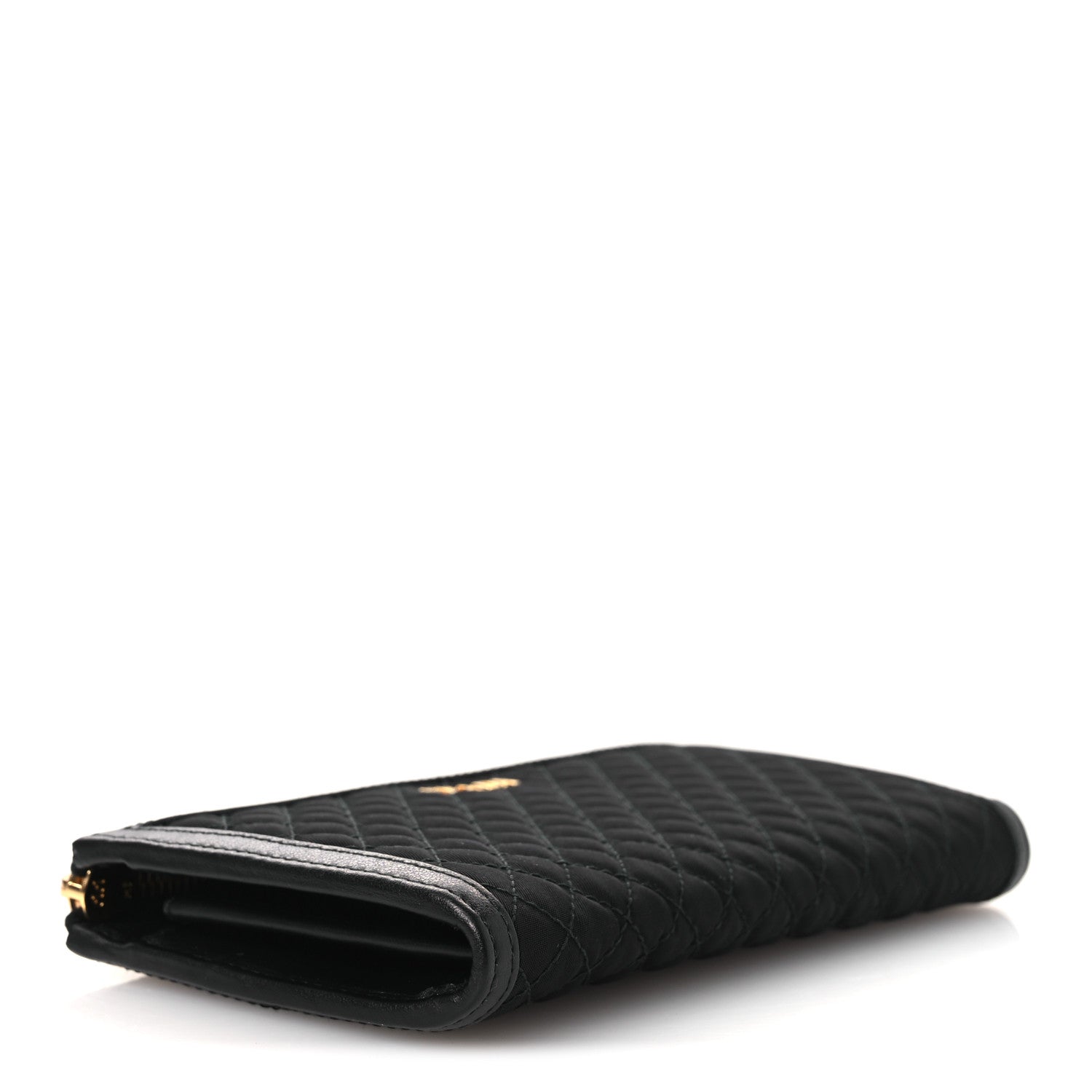 Tessuto Nylon Quilted Zip Around Wallet Black