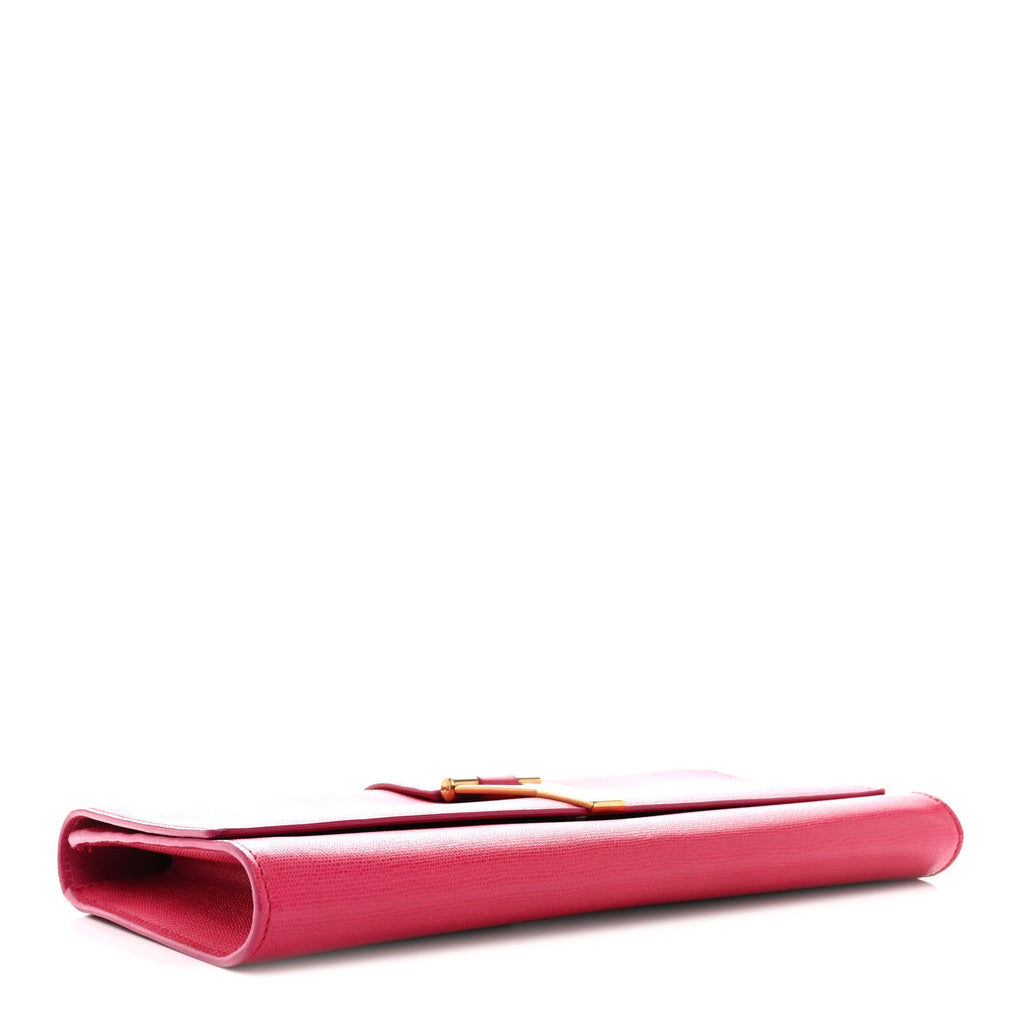 Calfskin Classic Y Ligne Clutch Fuchsia