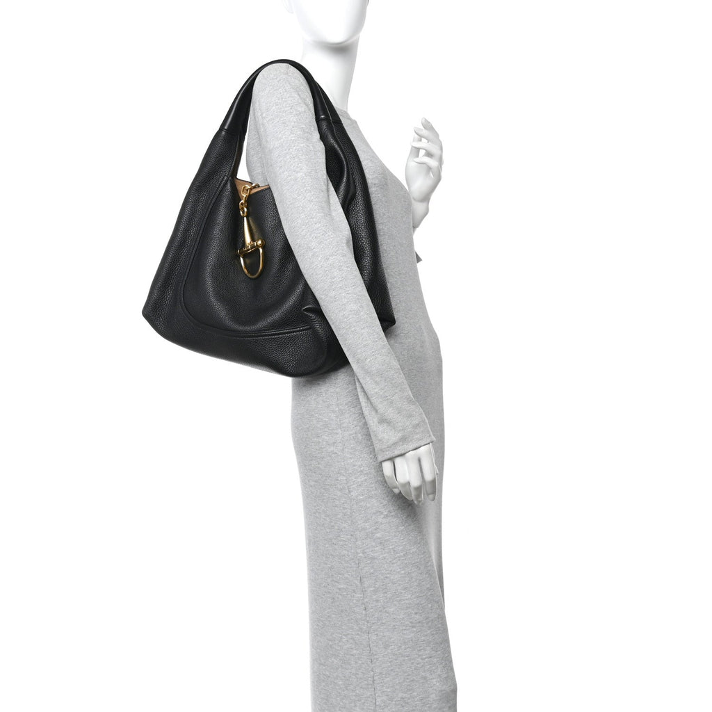 Grained Calfskin Softbit Maxi Shoulder Bag Black